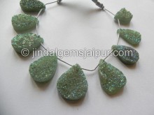 Green Druzy Far Faceted Pear Shape Beads